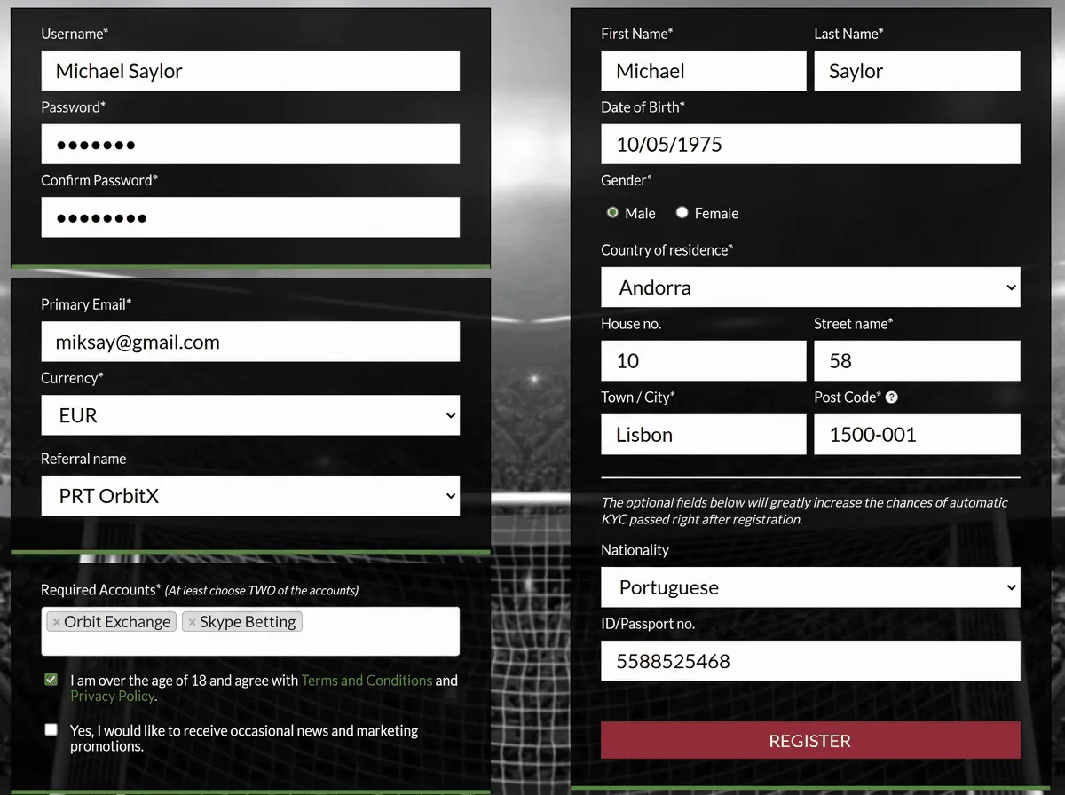 Orbit Exchange Bet-Football registration form - create OrbitX account with referral code PRT OrbitX