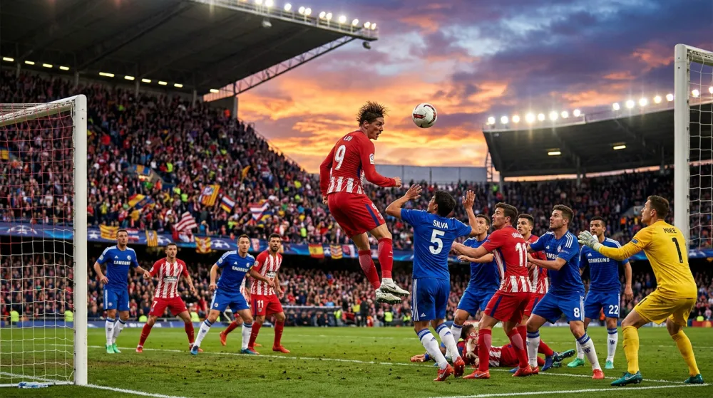 Football corner kick during a professional match