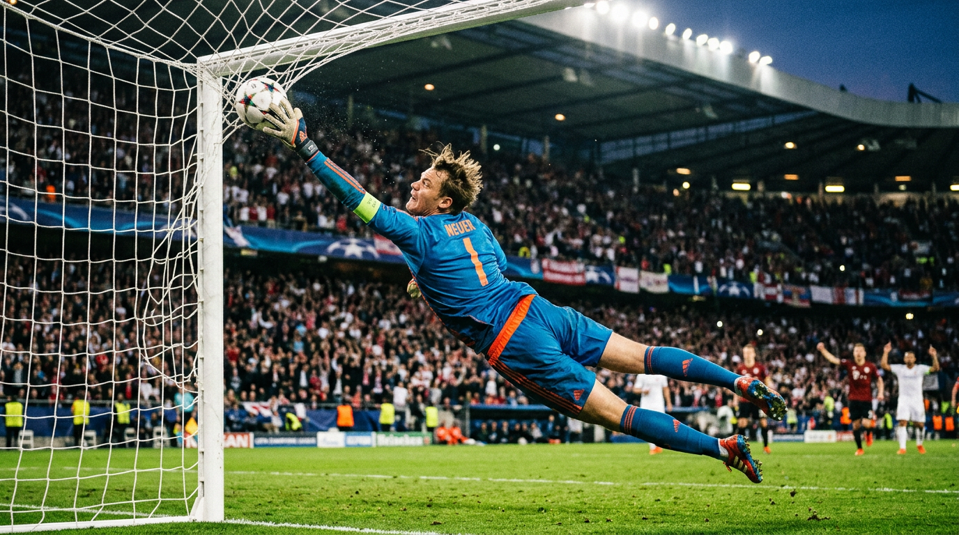 Goalkeeper making a spectacular diving save during a football match
