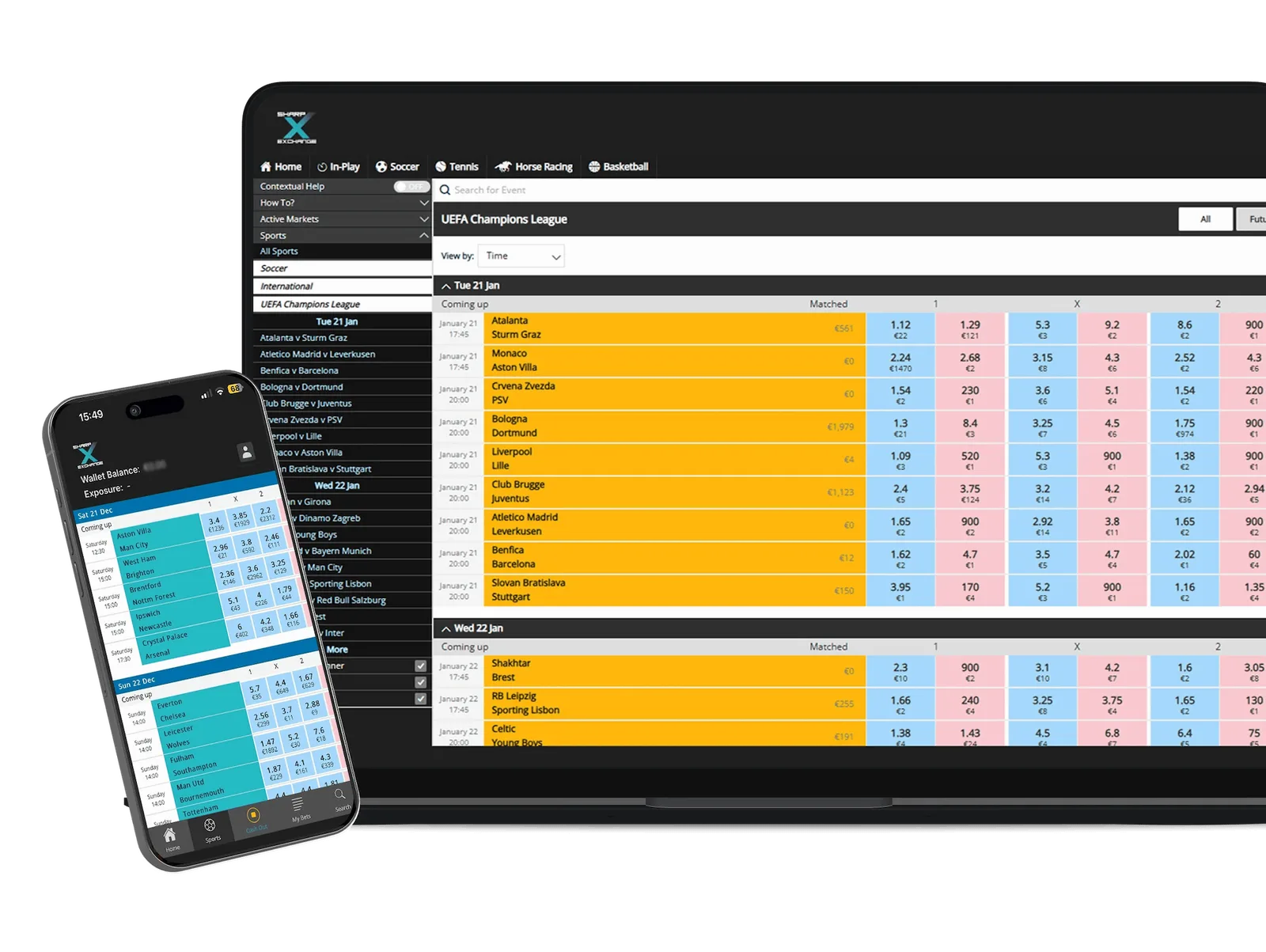 Sharp Exchange trading platform on desktop and mobile